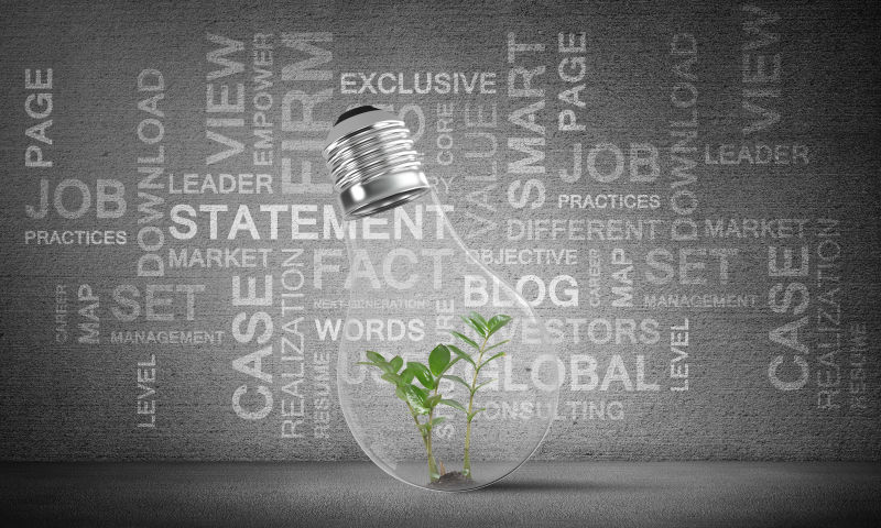 内置绿色植物的灯泡