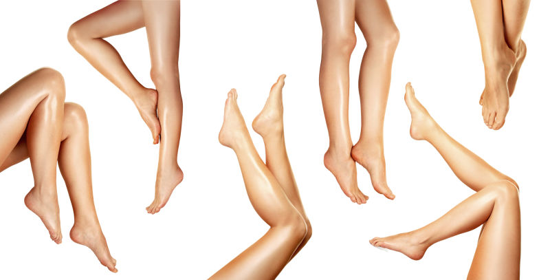 白色背景上的六双美腿