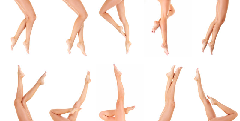 白色背景上的十双美腿