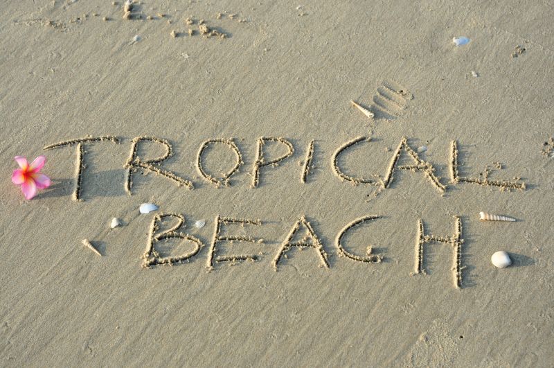 热带海滩上的字母