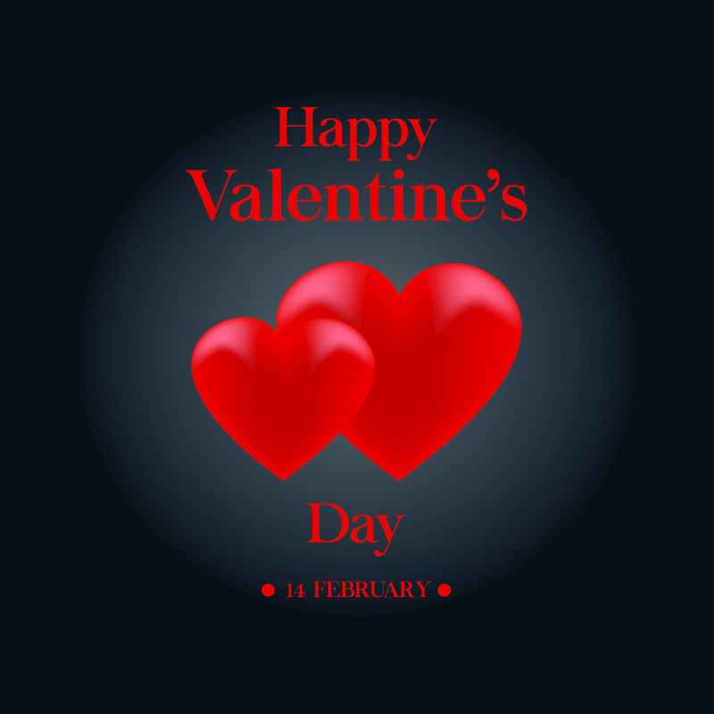 黑背景有红色心的情人节