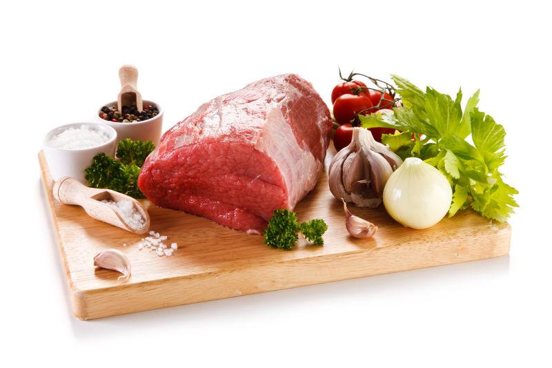 生鲜猪肉和蔬菜