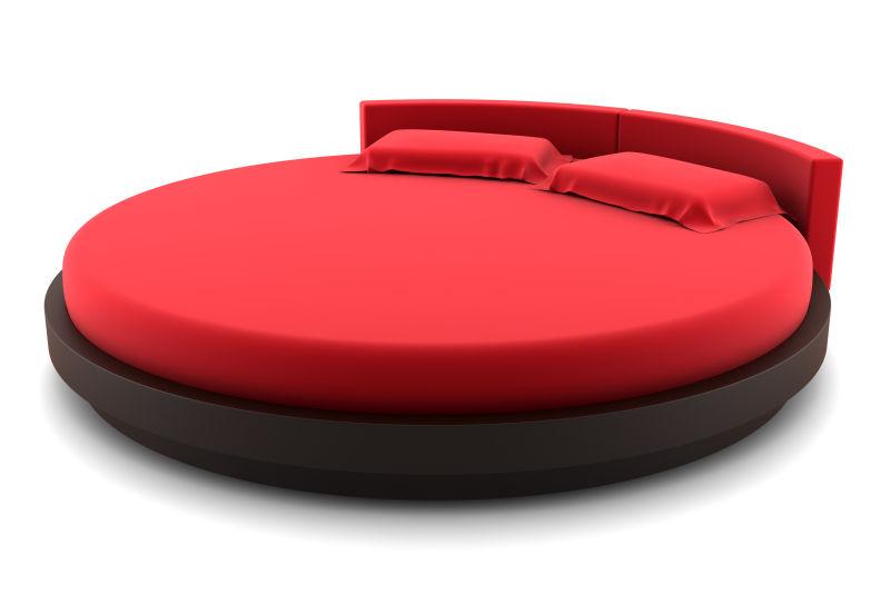 白色背景下的红色圆形床