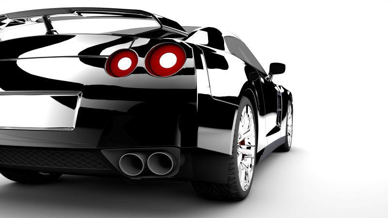 黑色的豪华跑车尾部