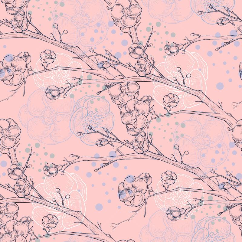 樱花树插图矢量