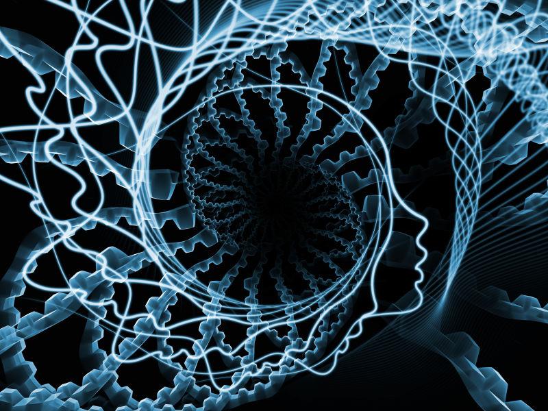 由人物轮廓和分形线条组成的背景