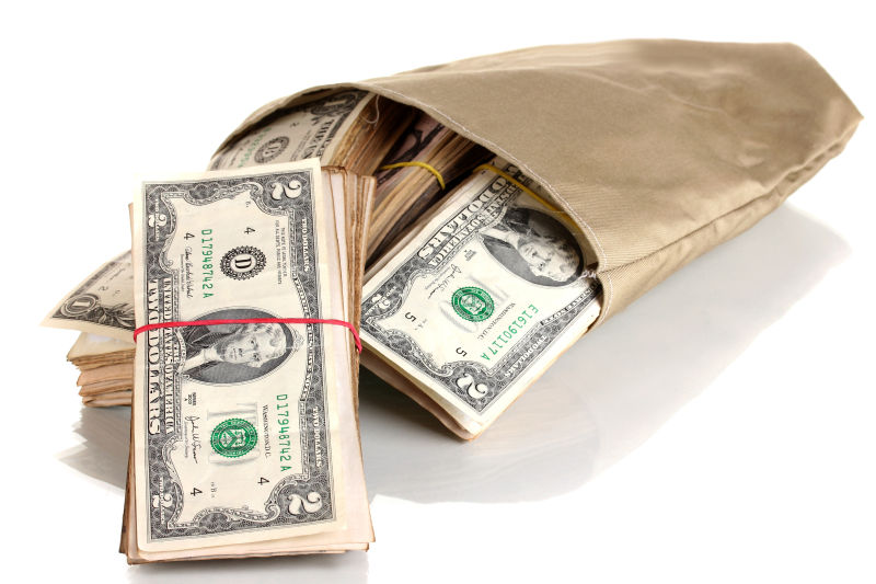 装在袋子里的现金