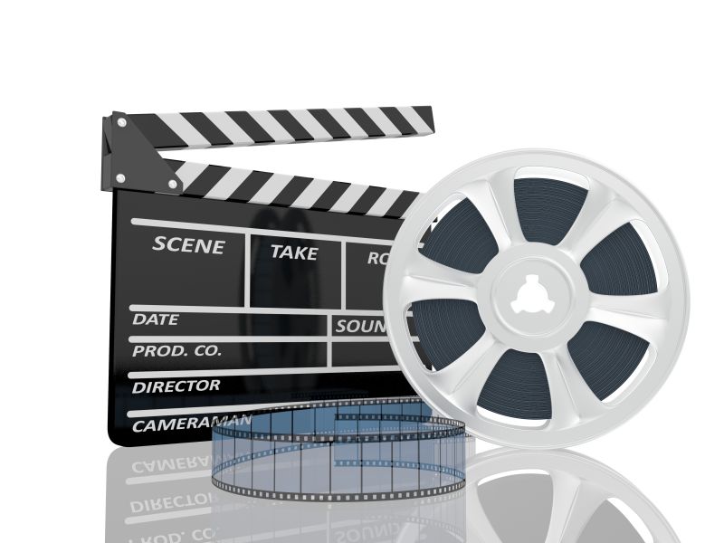 电影拍片和电影卷轴的3D插图