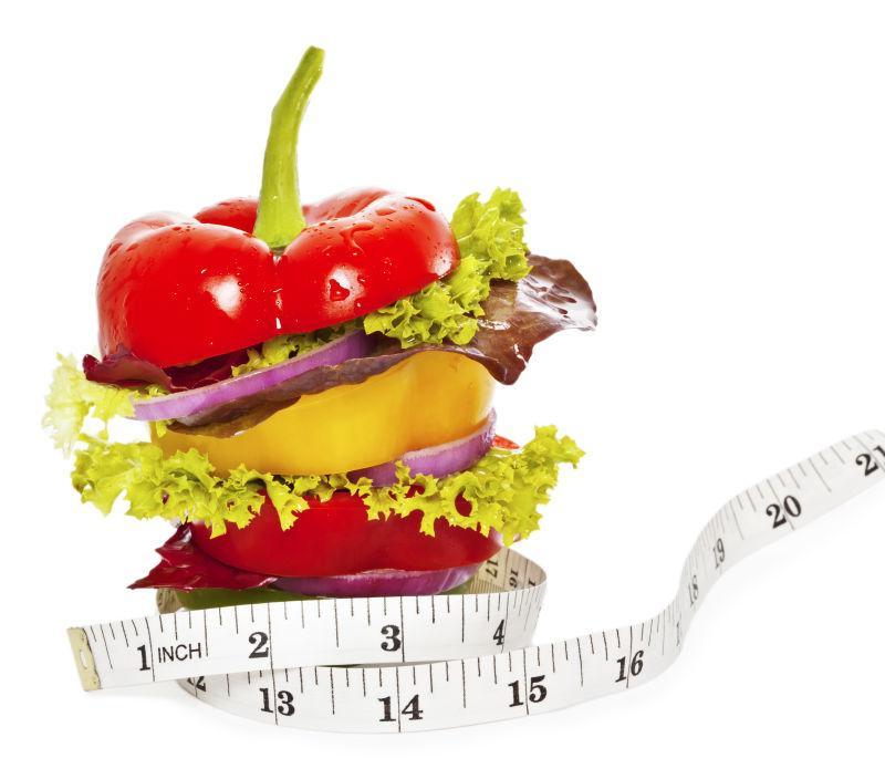 健康蔬菜和皮尺