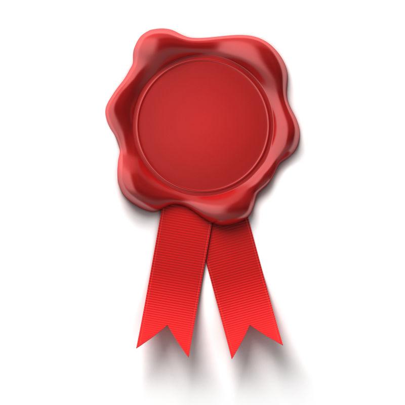 白色背景下红丝带蜡封