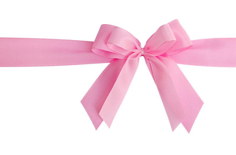 白色背景下的粉色蝴蝶结