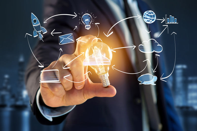 商人手指的灵感想法与创意