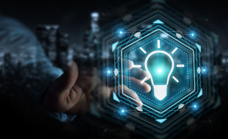 商业虚拟屏幕上的想法与创意