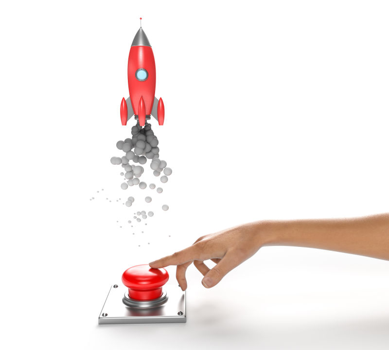 按下按钮准备升天的火箭