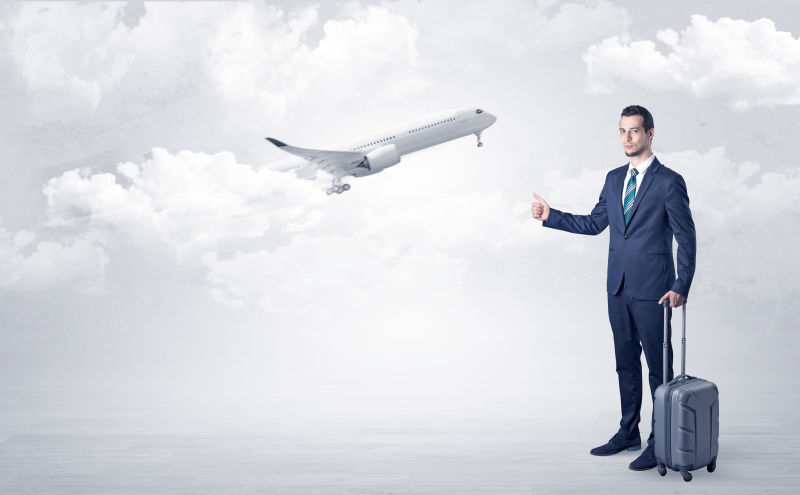 商务男人和飞机
