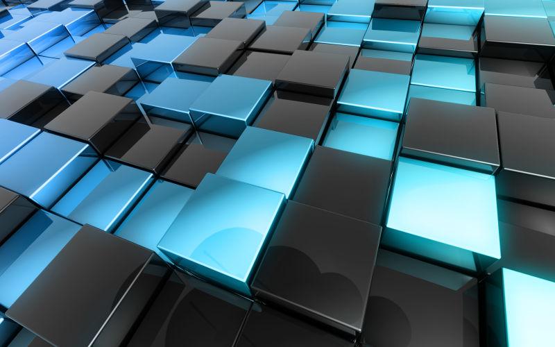 蓝黑交错的立方体