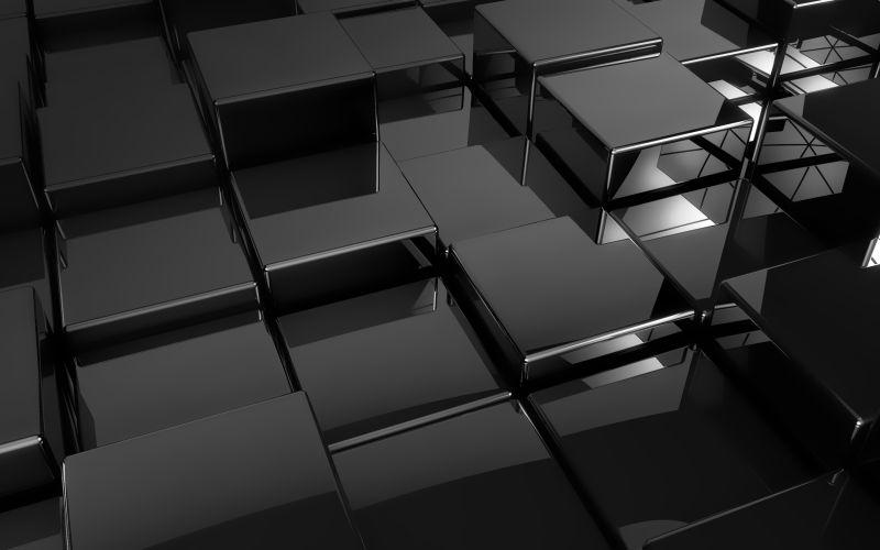 堆叠在一起的黑色立方体