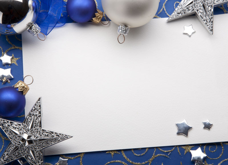 蓝色边的圣诞卡