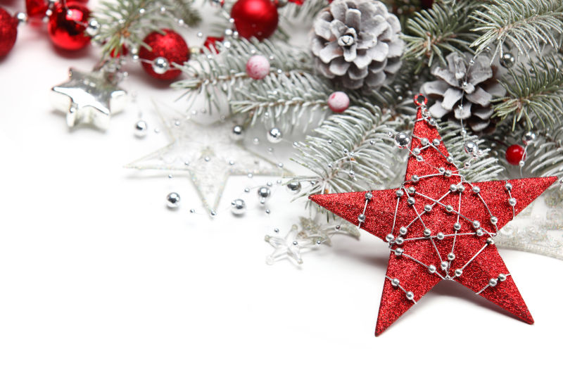 星星和霜枝的圣诞装饰品