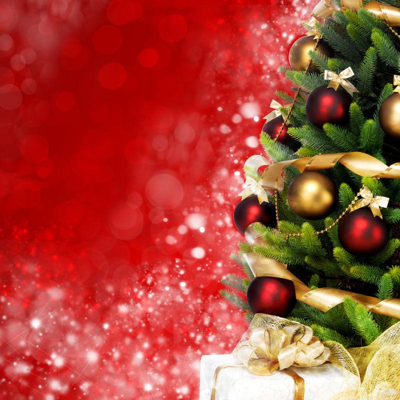 白色背景装饰圣诞树