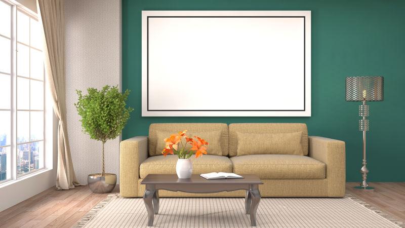 墙壁上的空白海报