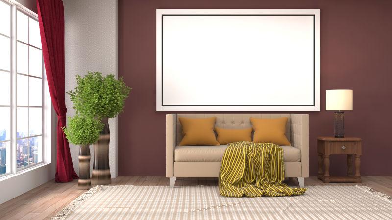 客厅背景造型空白海报