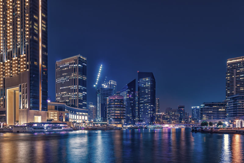 迪拜Marina长廊与运河夜景