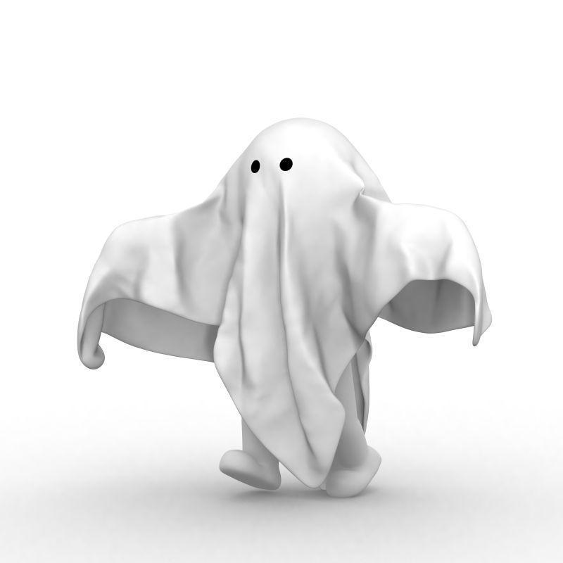 行走的3d披着白布的小鬼