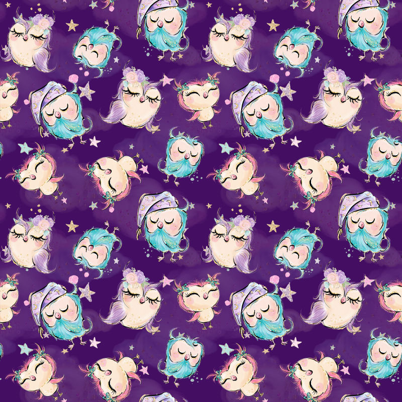 紫色背景可爱猫头鹰