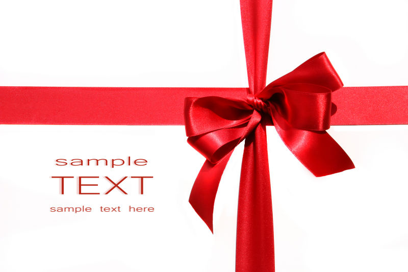 白色背景中的红色丝带