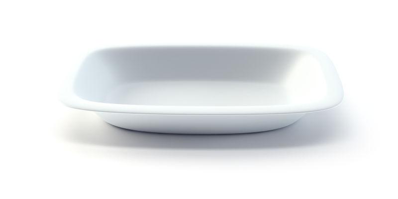 白色背景上白色空的陶瓷板