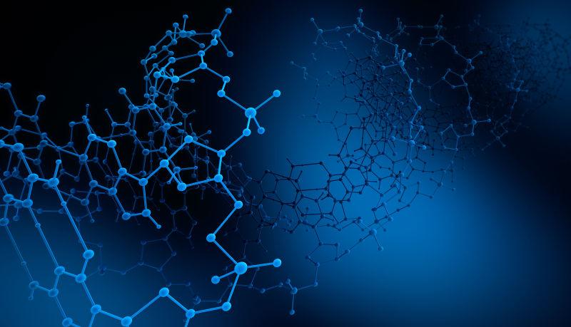 蓝色背景下的抽象DNA