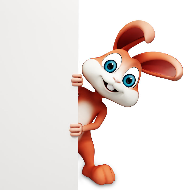 藏在白色墙体后的兔子