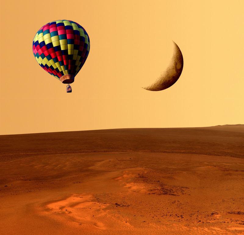 气球幻想沙漠月亮