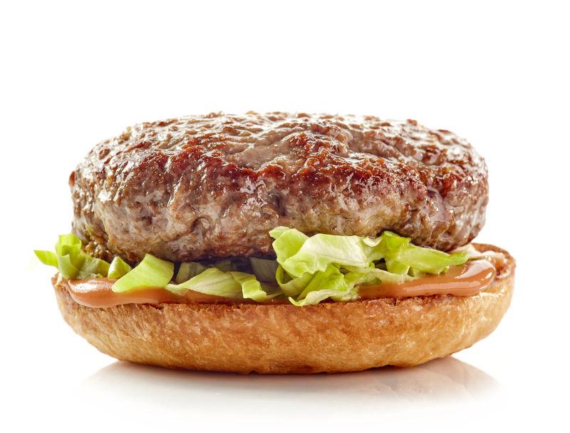 白色背景下汉堡的制作工艺