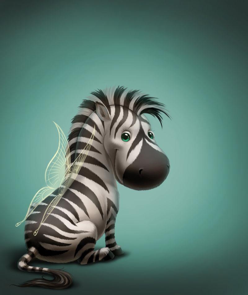 长翅膀的卡通斑马