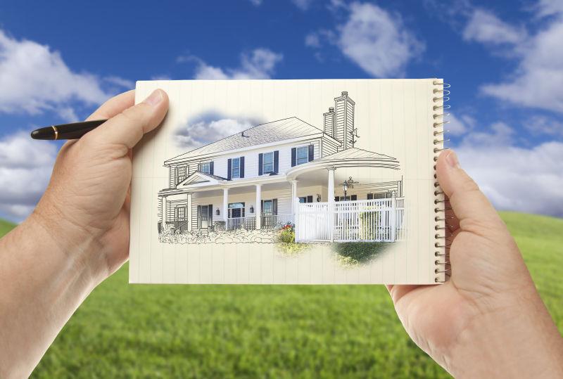 笔记本上漂亮的手绘房子