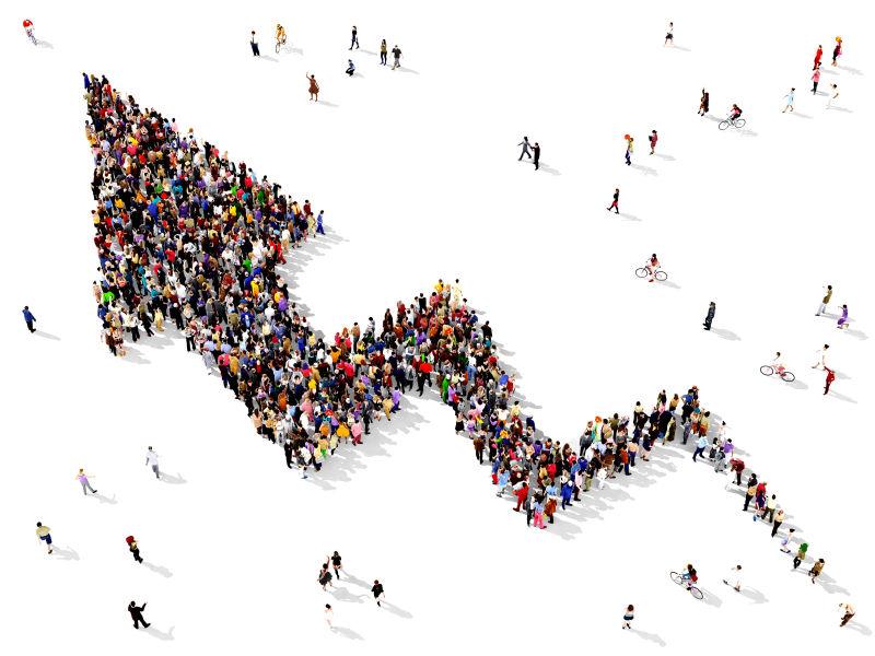 人群组成的箭头概念