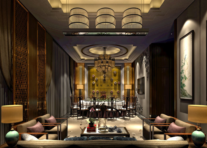 现代豪华的客厅