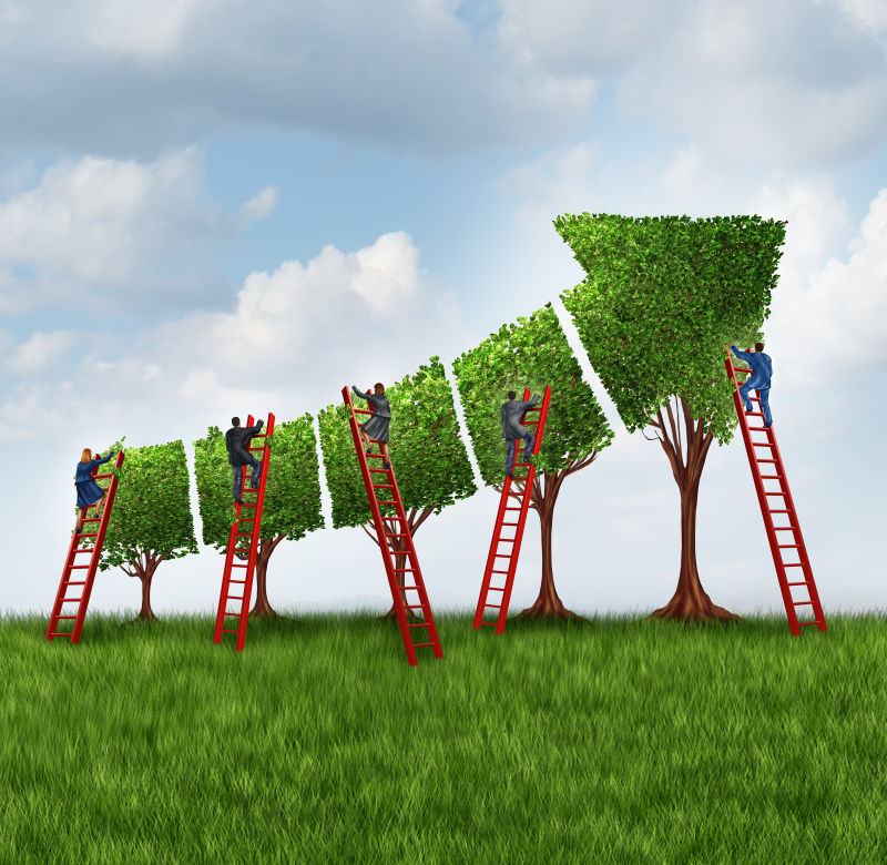 商人爬红色梯子植物箭头