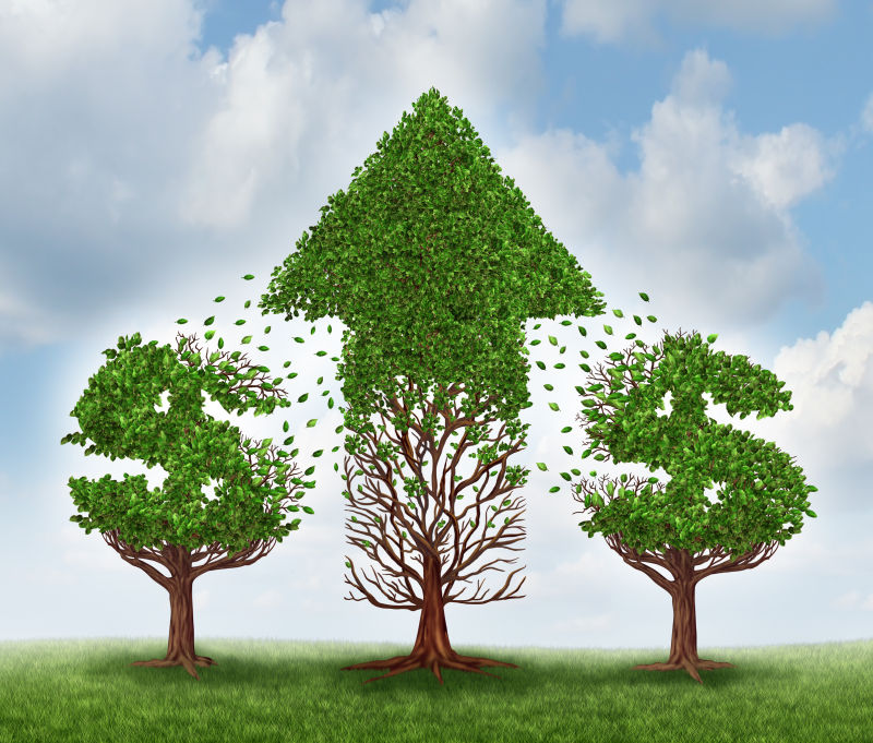 货币增长的植物商业概念