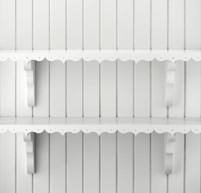 厨房白墙双层搁置架