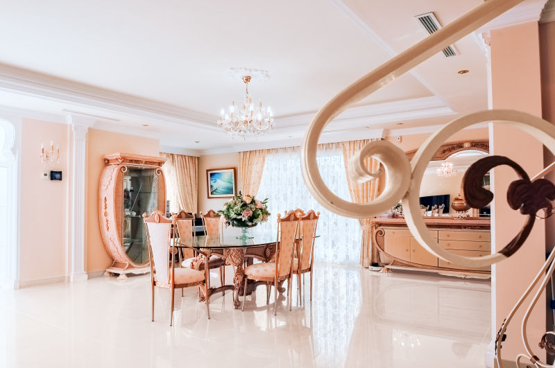 一个豪华的室内餐厅设计