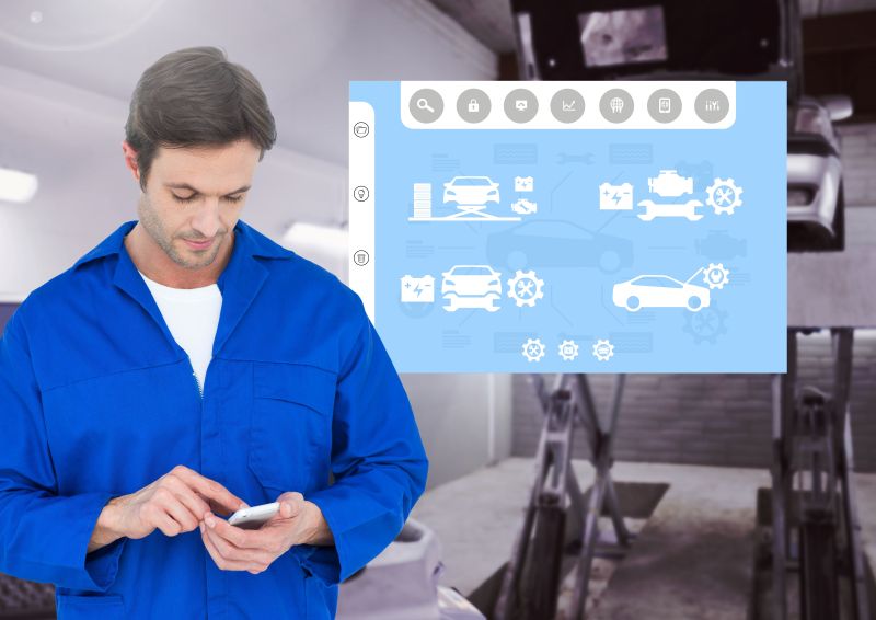 使用手机的技工