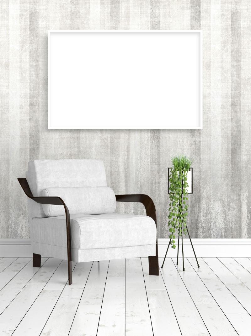 现代明亮的内部设计与空框架