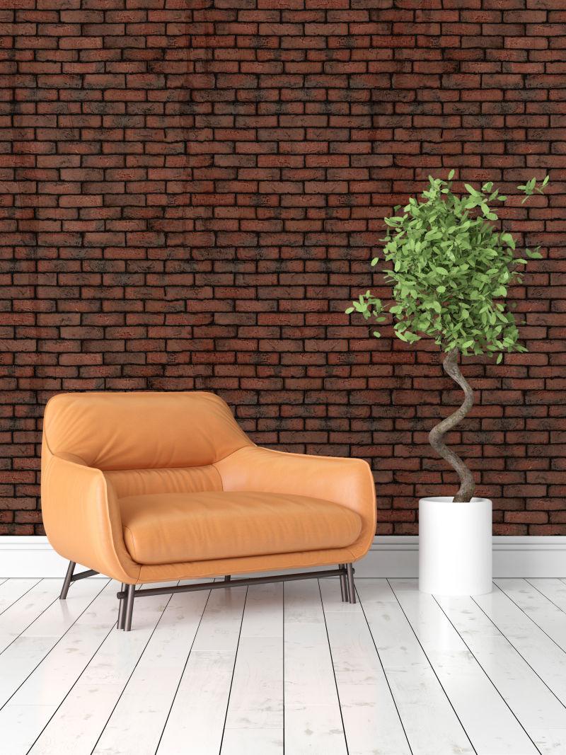 现代明亮的内部和黄色沙发