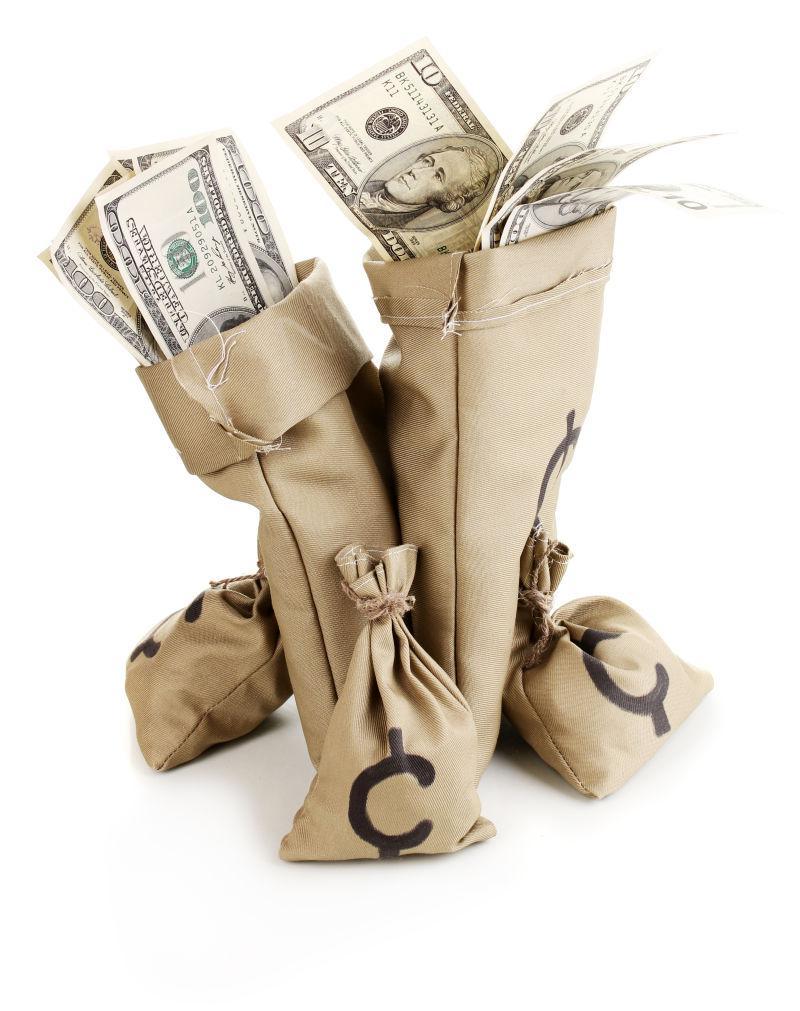 钱袋里装满的美元