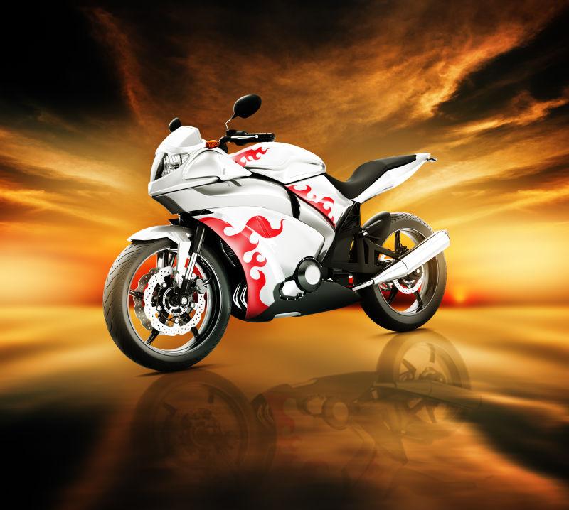 白色摩托车赛车图片 黄色背景上的白色摩托车素材 高清图片 摄影照片 寻图免费打包下载