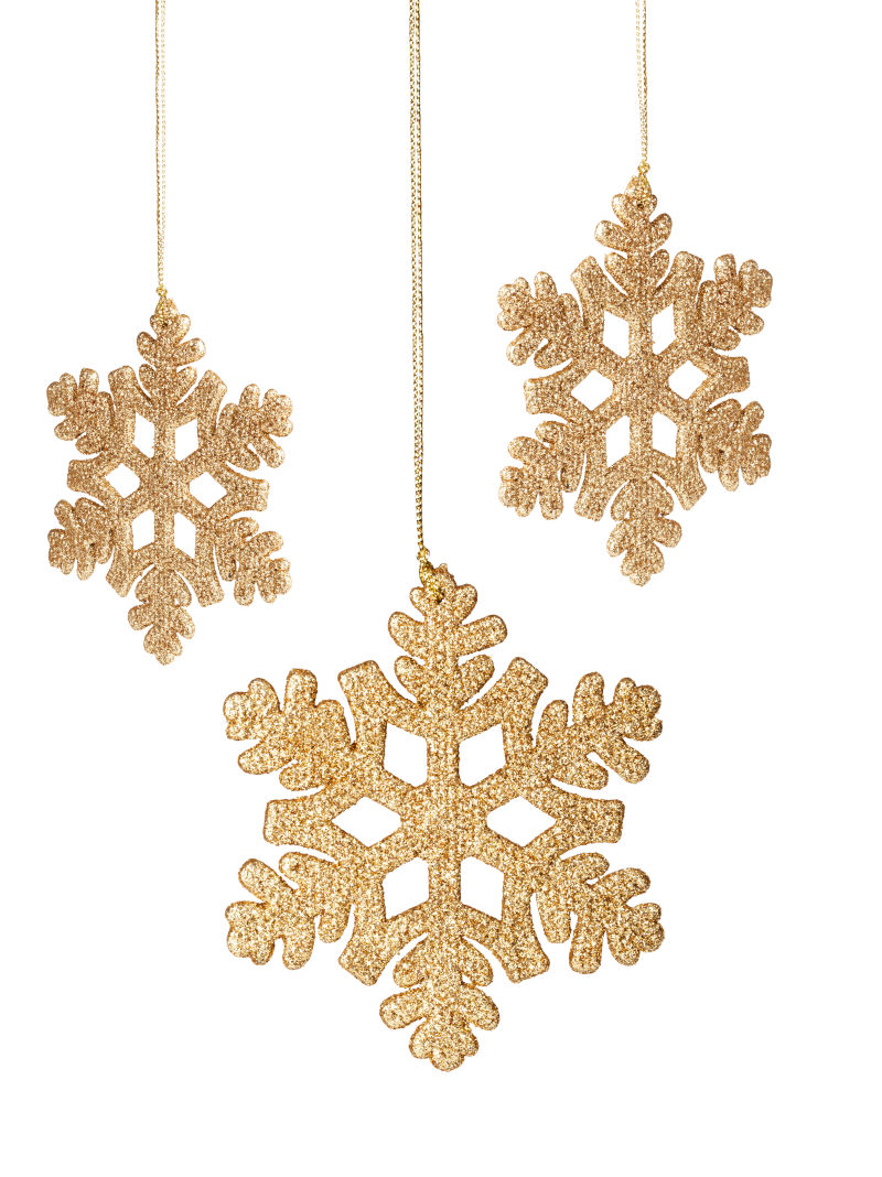 美丽的金色圣诞雪花饰品