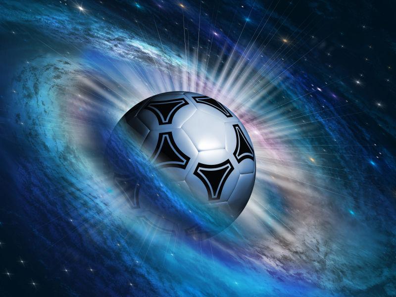 宇宙梦幻背景下的足球